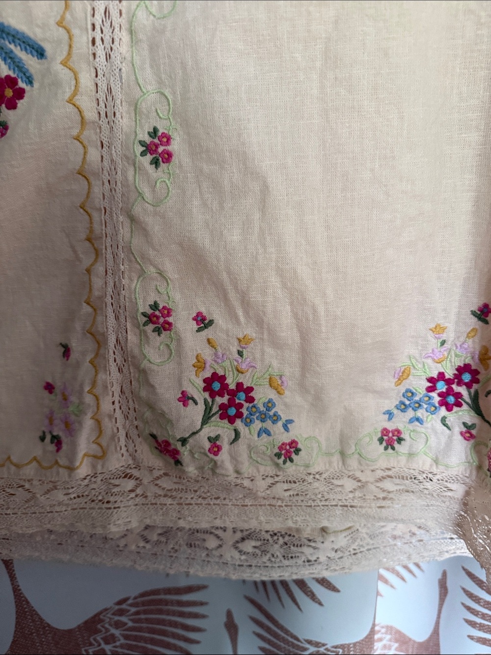 Anthropologie linen embroidered crochet dress 20w 2x - Picture 10 of 16